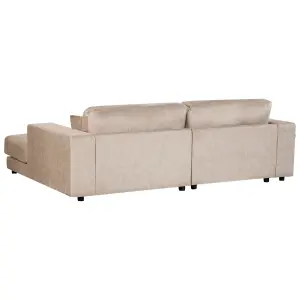 Corner Sofa LOFOTEN Beige Velvet 3 Seater Left Hand