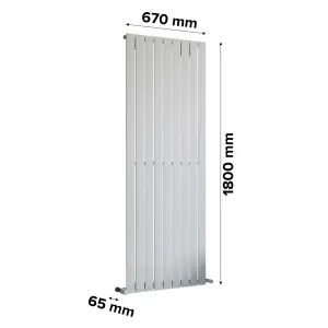 Ximax Vertirad Universal HW1800670W White Horizontal or vertical Designer 3958BTU Radiator, (W)670mm x (H)1800mm