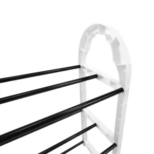 AMOS 3-tier Mini Shoe Rack Organiser - White & Black