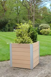 Winawood Wood Effect Large Cube Planter - New Teak