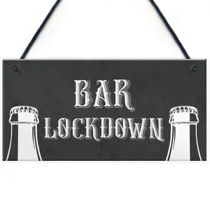 Red Ocean Novelty Lockdown Bar Sign Funny Home Bar Decor Sign Man Cave Garden Signs