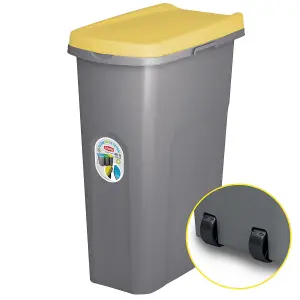 Home Centre Plastic Lift Top Lid Waste Bin Kitchen School 40 Litre Yellow-Grey