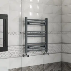 Right Radiators 600x500 mm Curved Heated Towel Rail Radiator Bathroom Ladder Warmer Anthracite