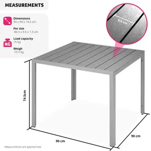 Garden Furniture Table Maren - aluminium, wood look, 90 x 90 x 74.5 cm - silver