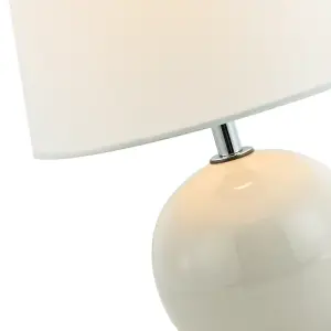 Traditional Classic Round Ceramic Table Lamp Base in Off-White Gloss Finish