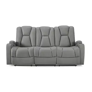 Hannah 3 Seater Electric Recliner, Dark Grey Air Leather