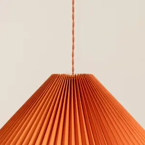 ValueLights Akira Burnt Orange Hanging Pendant Ceiling Light with Pleated Lampshade - LED Bulb Included