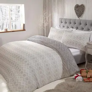 Smart Living Super Soft Christmas Reversible Duvet Cover With Pillowcase - Cozy Winter Bedding