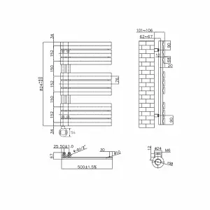 Right Radiators Prefilled Thermostatic Electric Heated Towel Rail Flat Panel Ladder Warmer Rads - 824x500mm Brushed Brass