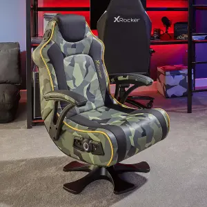 X-Rocker Covert Ops 2.1 Gaming Chair Speakers Audio Vibration Seat - CAMO GREEN / BLACK