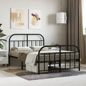 Berkfield Metal Bed Frame with Headboard and Footboard Black 120x190 cm