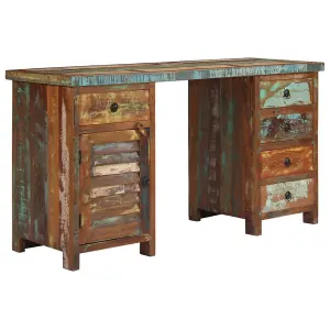 Berkfield Pedestal Desk Solid Reclaimed Wood 140x50x77 cm