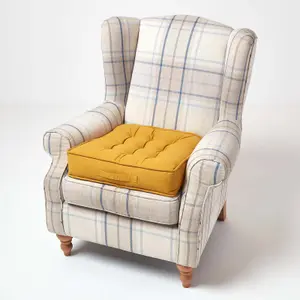 Homescapes Mustard Cotton Armchair Booster Cushion