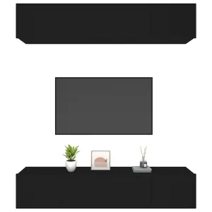 Berkfield TV Cabinets 4 pcs Black 80x30x30 cm Engineered Wood