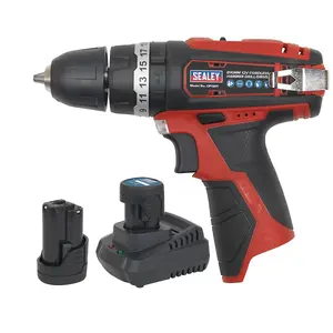 Sealey Compact Hammer Drill Driver Kit 10mm 12V Li-Ion - 2 Batteries CP1201KIT