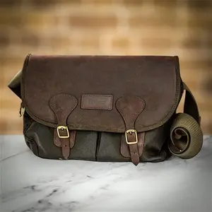 Barbour Wax Leather Tarras Bag - Olive