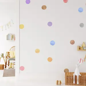 Water Color Polka Dot Wall Stickers For Nursery Kids And Childrens Bedrooms Peel & Stick Pastel Playroom Decals