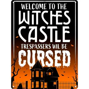 Grindstore Welcome To The Witches Castle Mini Plaque Black/Orange/White (One Size)