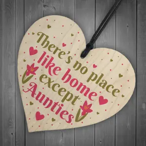 Red Ocean Auntie Aunt Sister Christmas Birthday Gifts Hanging Wooden Heart Sign Xmas Home Keepsake