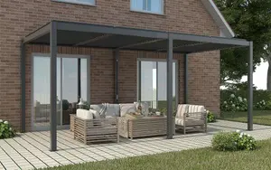 Primrose Living Deluxe Charcoal Veranda with Louvered Shutter Roof 6m x 3m