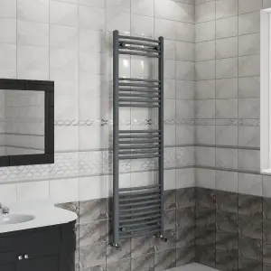 Right Radiators 1600x500 mm Curved Heated Towel Rail Radiator Bathroom Ladder Warmer Anthracite