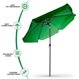 2.2m Aluminium Garden Parasol Large Tilt Patio Umbrella with Sun Shade Canopy