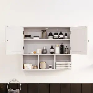 Bath Vida Priano White 2 Door Mirrored Bathroom Wall Cabinet With 3 Compartments