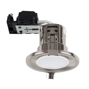 ValueLights Modern Fire Rated Brushed Chrome GU10 Recessed Ceiling Downlight/Spotlight - Includes 5w LED Bulb 6500K Cool White