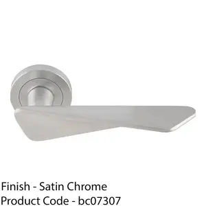 Premium Angle Twist Door Handle Set - Satin Chrome Designer Lever On Round Rose