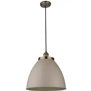 Hanging Ceiling Pendant Light GREY & ANTIQUE BRASS Industrial Lamp Bulb Holder