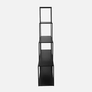 sweeek. 4-shelf industrial bookshelf in black metal Industrielle Black 160x30x157 cm