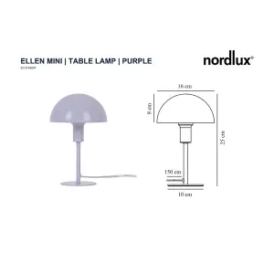 Nordlux Ellen Indoor Bedroom Living Dining Office Mini Table Lamp Light in Purple (Diam) 16cm