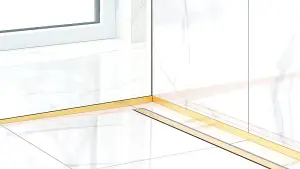 Linear shower drain channel in Gold Polished stainless steel