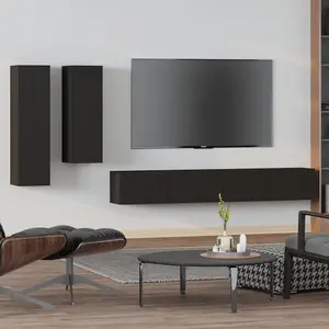 Berkfield 4 Piece TV Cabinet Set Black Engineered Wood