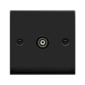 Matt Black Single Isolated Coaxial Socket - Black Trim - SE Home