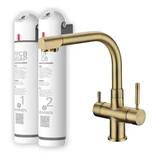 Hommix Ultra UF & Softening Drinking Water Filter with Berta Brushed Brass