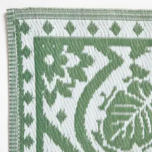 Homescapes Green Outdoor Rug with Floral Leaf Pattern, 122 x 182 cm