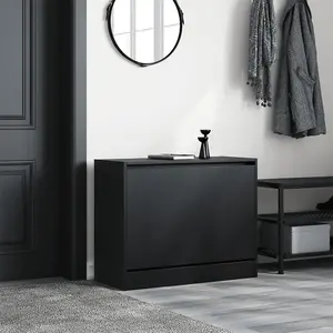 Berkfield Shoe Cabinet Black 80x34x63 cm Engineered Wood