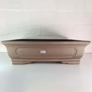 37cm Handmade Unglazed Bonsai Pot - Rectangle - 37cm x 29cm x 10cm - Brown