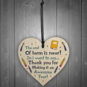 Teacher Gift Poem Hanging Heart Thank You Teacher Assistant Gift Leaving Gift