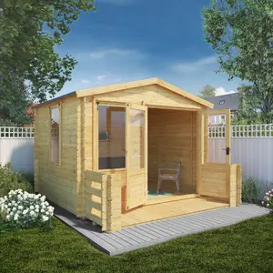 Mercia 11ft x 12ft Apex Log Cabin with Veranda (19mm)