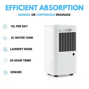 Ometa 12L Dehumidifier with Ioniser, White