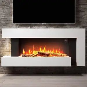 White 52Inch Wall Mounted Electric Fireplace - Amberglo