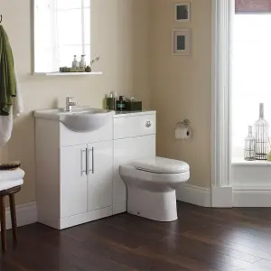 Bathroom 550mm Vanity Unit with Basin - Gloss White - (Impact) - Brassware Not Included