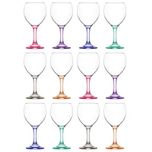 LAV 260ml Misket Wine Glasses - Coloured Stem - Pack of 12