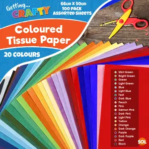 100pk Coloured Tissue Paper For Wrapping Gifts, Craft, Arts, Gift Boxes & Bags Paper Sheets for Packaging