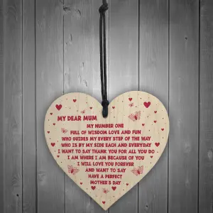 Red Ocean Novelty Mothers Day Gifts For Mum Wooden Heart Keepsake Gift From Daughter Son