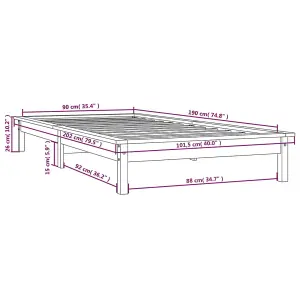 Berkfield Bed Frame Honey Brown 90x190 cm Single Solid Wood Pine