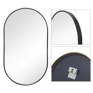 Black Wall Mounted Oval Bathroom Framed Mirror Vanity Mirror for Dressing Table 400 x 700 mm