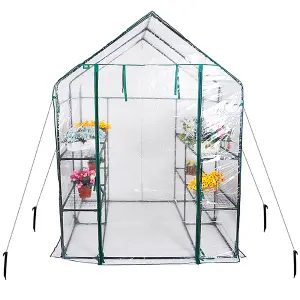 Walk In 4 shelf Greenhouse/ Grow House w/ PVC Cover for Garden